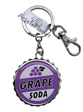 Disney Parks Pixar Up Carl Ellie Grape Soda Cap Keychain Bottle Opener Key Ring picture