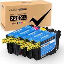 5x Ink Cartridges for Epson T220XL WorkForce WF-2750 WF-2760 WF-2650 Black Color picture