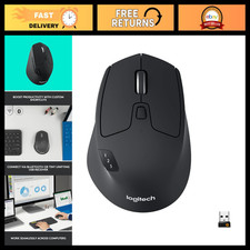 Multi-Device Wireless Mouse - Full Size Ergonomic, Bluetooth & USB, Black picture
