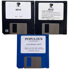 Video Game Lot 3.5” Floppy Disk Populous Electronic Arts 1989 Obitus IBM PC VTG picture