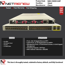 N6K-C6001-64P CISCO 48 Port 10GBE SFP+ Switch w/2x AC picture