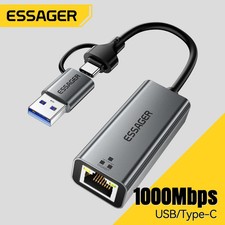 Essager 2-in-1 Ethernet Adapter USB/Type-C to RJ45 Network Card 1000Mbps Speed picture