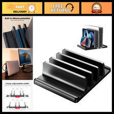 Adjustable 3-Slot Vertical Laptop Stand Holder - Space-Saving Desktop Dock for A picture