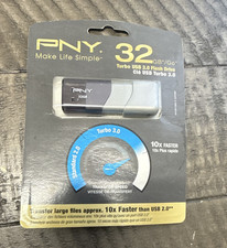 PNY 32GB Turbo USB 3.0 Flash Drive Silver/Black Backward Compatible picture