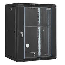 15U Wall Mount Network Server Rack Cabinet Enclosure 18'' Glass Door Lock picture