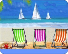 Sandy Beach Chairs SAil Boats Galaxy Milkyway  Mouse Pads Photo Art Gaming Pads picture