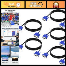 5-Pack 5ft VGA Cable Male to Male Monitor Adapter Cord HD15 1080P Full HD - Blue picture