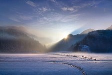 Landscape nature photography winter sunset mountains Custom Gaming Mat Desk picture