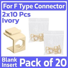 20 Pack Blank Keystone Jack Insert With Hole for RCA F-Type BNC Connector Ivory picture