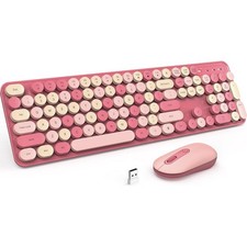 Colorful Computer PC Wireless Keyboard Mouse Combo Full-Sized Silent Typewriter picture