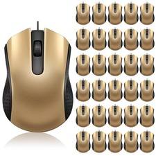 Bonuci 30 Pack Computer USB Wired Mouse Bulk 3 Button 800/1200 DPI Gold picture