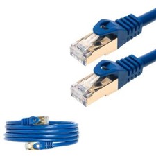 Cat7 Shielded Network Ethernet Patch Cable Blue 6/10/20/25/30/50/75/100 ft Lot picture
