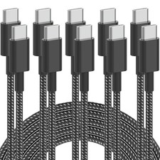 Plnhixt USB C Cable, 5Pack 6FT C to C Cable 6 feet, Black and White picture
