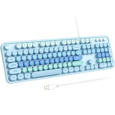 Large Print Keyboard, USB Wired Computer Keyboard with Retro Keycaps, Numeric... picture