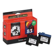 2 NEW Genuine Factory Sealed Lexmark 82 Black 83 Color Inkjet Cartridges picture