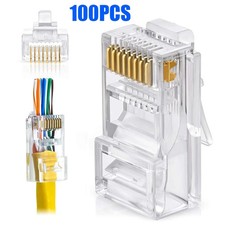 100pcs CAT6 CAT5 RJ45 Pass Through Modular Plug Network Cable Connector End 8P8C picture