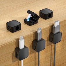 Black Magnetic Cable Clips Organizer Management Holder 6 Pack Cable Ties picture