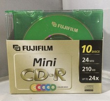 10 Pack Fujifilm Mini Color Discs CD-R 210MB 24X Write Speed & Color Jewel Cases picture