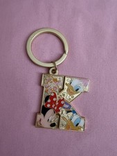 Disney Parks Minnie Daisy Donald Letter K, Gold Tone Metal Keychain Bag Charm picture