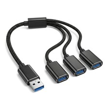 USB Splitter 1 in 3 Out, USB A Splitter Adapter, 2026 Upgraded USB 2.0 Male to 3 picture