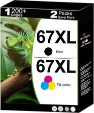 67XL Ink 2-Pack for HP DeskJet 2855e 4200 4155e Envy 6000 6055e Black Color picture