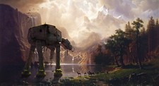 Landscape star wars nature elk mountains lake atat Custom Gaming Mat Desk picture