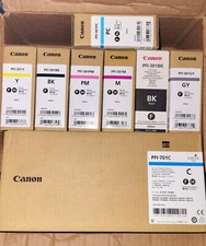 Canon Ink PFI- 301Y, 301BK, 301PM, 301M, 301BK, 301GY, 301PC  And One 701C LOT picture