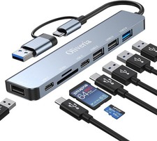 USB C Hub 8 in 2 Multiport Adapter with SD & TF Card Reader USB 3.0 Aluminum picture