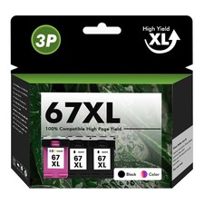 1-3PK 67-XL Ink 67XL Ink Black Color for HP Deskjet 2720 Plus 4122 4155e 4158e picture