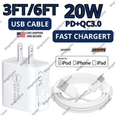 For iPhone 14 13 12 11 XR 8 7 6 20W Fast Wall Charger Block USB Adapter Cable US picture