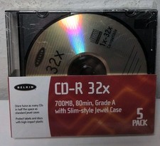 Belkin Slim Pack Cd R 32x 700 Mb 80 Minutes Video Audio Data Game Mp3 NEW B308 picture