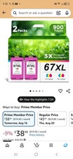 New in Box Ankink 67XL Tri-color Ink Cartridge for Printers- 2 PACK picture