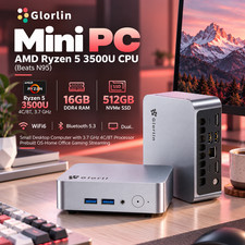 Glorlin GT101 Mini PC AMD Ryzen 5 3500U 16GB DDR4 512GB NVMe SSD WiFi 6 BT5.3 4K picture