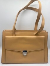 Jack Georges Light Camel Italian Leather Computer Briefcase/Business Tote picture