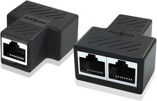 2pcs RJ45 Splitter Adapter 1to2 Ways Ports CAT5/6/7 LAN Ethernet Cable Connector picture