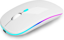 Wireless Bluetooth Mouse Rechargeable Dual Mode Silent LED Slim Laptop Pearl picture