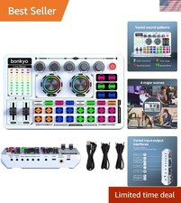 F999 White Live Streaming Sound Card with Voice Changer & Bluetooth - 5 Channels picture