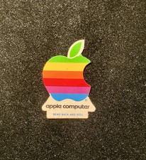 ~Vintage 1980’s Apple Macintosh Rainbow Diecut Sticker/Decal 2”x1-1/2” picture