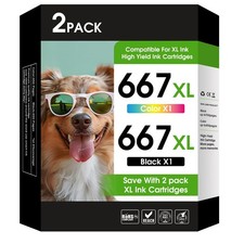 YATUNINK Black and Color Ink Cartridge 2-Pack for HP 667 XL picture