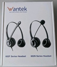 WANTEK A600F Wired RJ9 Double Ear Headband Headset Boom Mic Mute/Volume Nortel picture