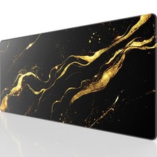 Large Gaming Mouse Pad, Desk Mat, 31.5 x 15.7 in Black Gold, XXL picture