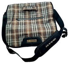 Dakine Laptop Messenger Bag Black Brown Gray White Plaid Large 17 x 10.5 x 6.5 picture