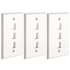 3x 3-Port/Hole 1-Gang Keystone Jack Insert Wall Plate Faceplate A/V Network picture