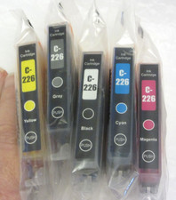 Set of 5 INK CARTRIDGE C-226 Cyan, Magenta, Black, Yellow & Gray - PUSH picture