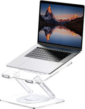 Acrylic Laptop Stand for Desk with 360 Rotating Base Ergonimic Foldable Clear La picture
