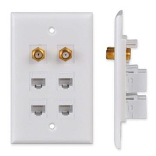 Ethernet & Coax Wall Plate Cat6 Coax Keystone Wall Plate With 4 Rj45 Ethernet Po picture