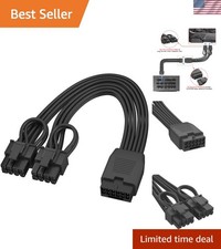 12VHPWR Cable Extension, 16 Pin12+4 Female to Dual PCIe 8 Pin6+2 Male GPU, PS... picture