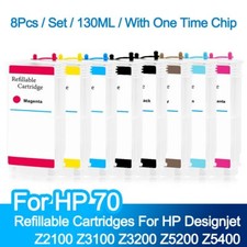 8PC For HP70 Empty Refillable Ink Cartridge For HP  Z2100 Z3100 Z3200 Z5200/5400 picture