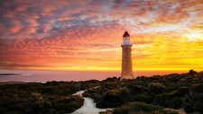 Landscape nature clouds sky sunset lighthouse sea Custom Gaming Mat Desk picture