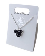 Disney Parks Mickey Mouse Ear Icon Black Crystal Necklace picture